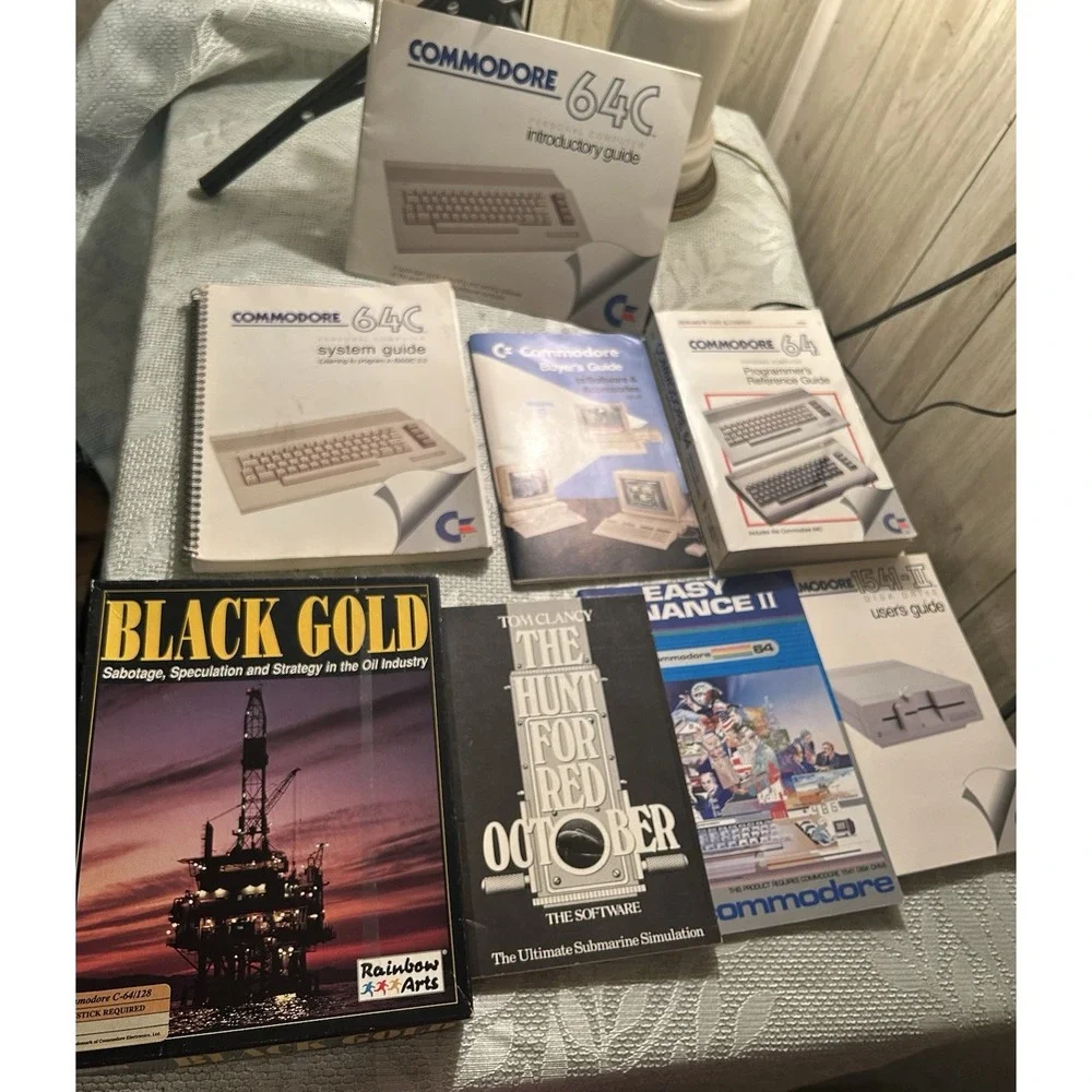 Commodore 64 PC User's Guide Lot Of Books & Black Gold 2 Floppy Disk Games